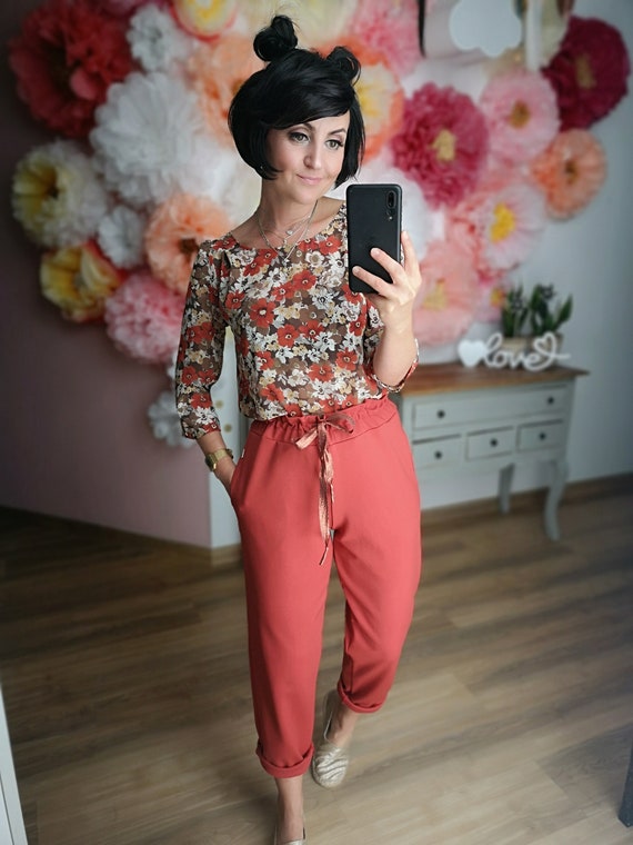 MEKO® blusy Blouses for Women, Light Blouse for Women, Flowers in Orange  and Brown, Office Blouse With Floral Print From Meko Store - Etsy Denmark