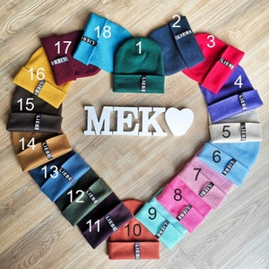 MEKO® Beanie Damen, Statement Beanie Liebe, Farbwahl, Damen Mütze in vielen Farben, Mütze von meko Store, handgefertigt image 10