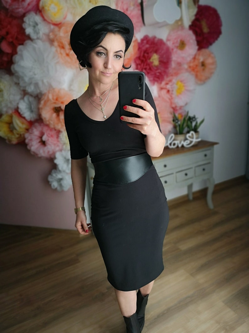 MEKO® Pencyl Röcke für Frauen, Bleistiftrock mit hoher Taille und Reißverschluss, Wenderock in Schwarz, Damen Rock von meko Store Bild 1