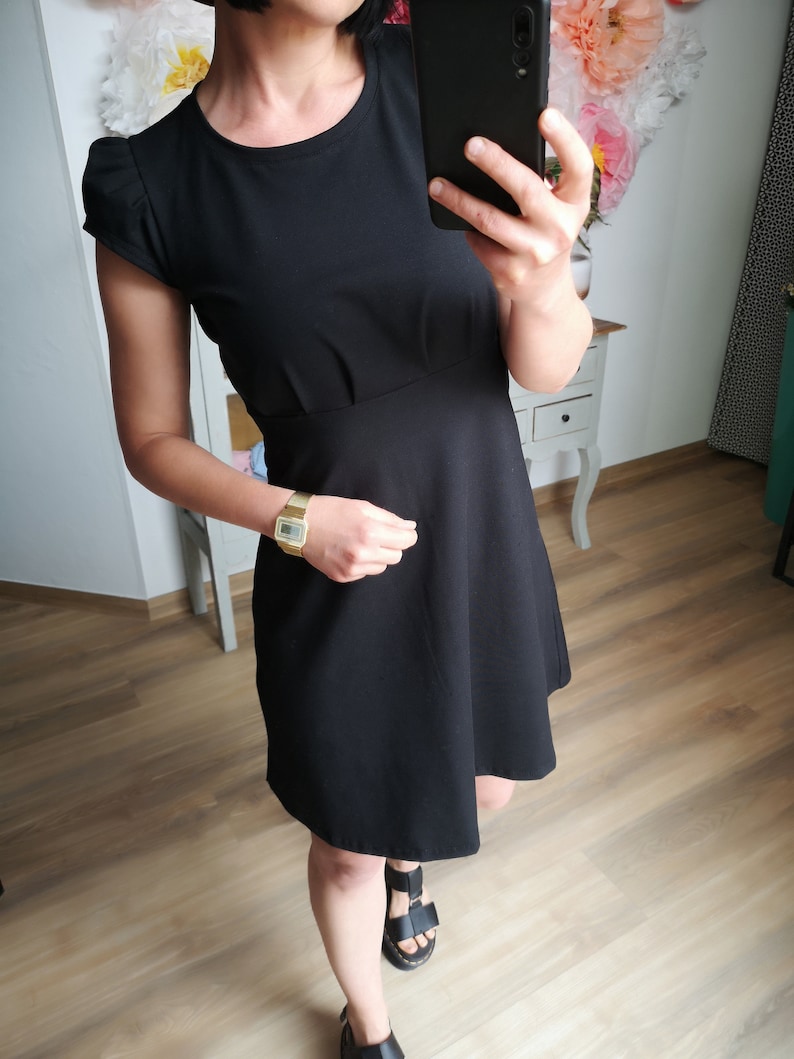 MEKO® OPearl Kleid Damen, kurzes Kleid in Schwarz, Kleider von meko Store, handgefertigt Bild 4