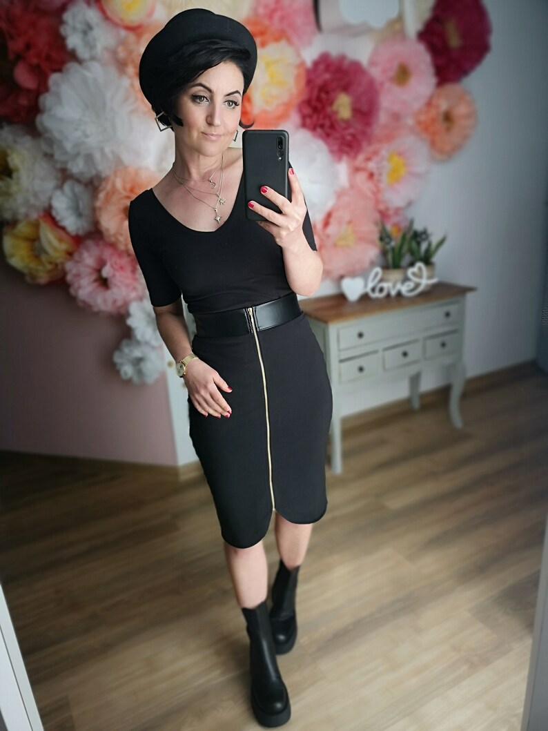 MEKO® Pencyl Röcke für Frauen, Bleistiftrock mit hoher Taille und Reißverschluss, Wenderock in Schwarz, Damen Rock von meko Store Bild 9