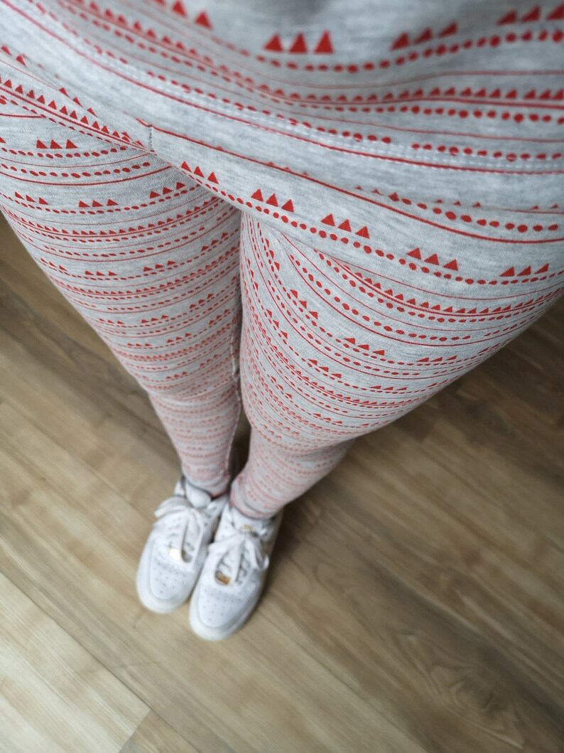 S MEKO\u00ae Thermo-Leggings Women/'s Flauschy Grey Melted Red Triangles Last Piece Gr