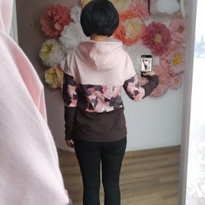 MEKO® Striper hoodie women, powder pink, brown and mauve, long sleeve hoodie, hoodie from meko Store image 9