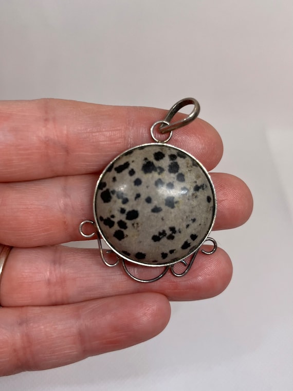 Vintage Sterling Dalmation Jasper Pendant