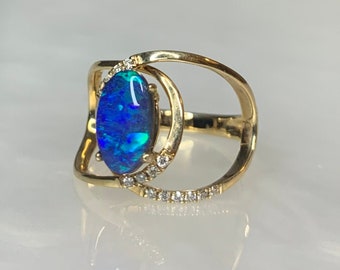 Australian Opal Ring, Australian Opal Jewelry, Black Opal Ring, Black Opal Jewelry, Opal Diamond Ring, Opal Rings For Women, Opal Jewelry,