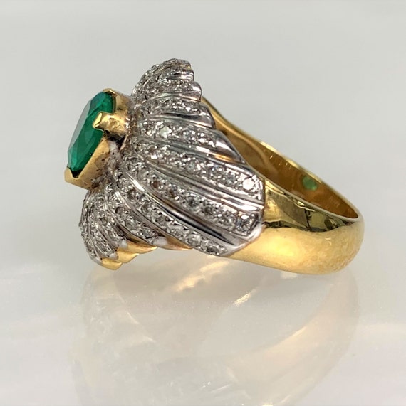 Vintage Pear Emerald Diamond Ring: 18k Gold Starb… - image 4