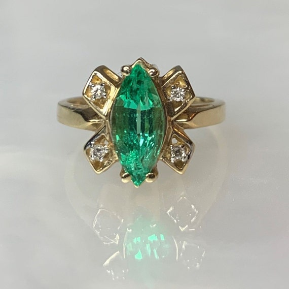 Emerald Butterfly Ring, Marquise Emerald Ring, Ma… - image 3