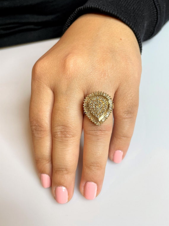 Vintage Diamond Ring, Vintage Diamond Cluster Rin… - image 5
