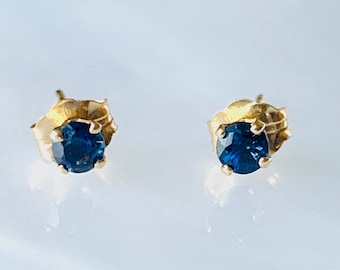 Blue Sapphire Earrings, Sapphire Stud Earrings, Sapphire Gold Earrings, Dainty Sapphire Earrings, Girl Earrings, Double Piercing Earrings