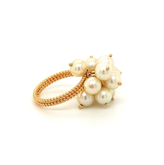Pearl Gold Ring, Pearl Cocktail Ring, Pearl Clust… - image 9