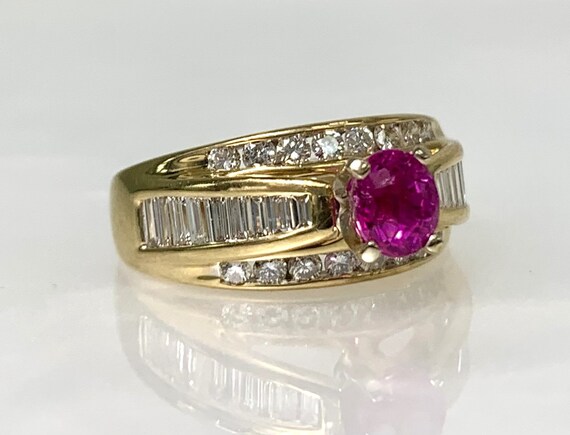Vintage 14k Gold Ruby Diamond Ring: US 6 1/4 - image 3