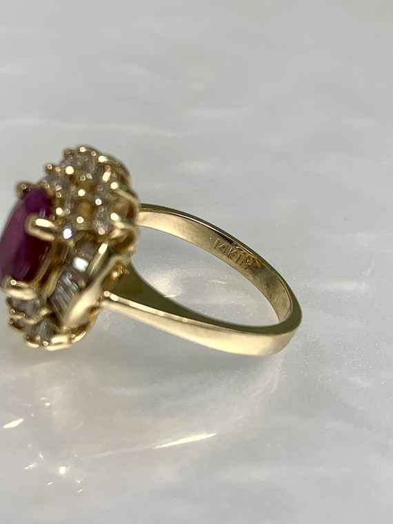Vintage 14k Gold Ruby Diamond Ring: US 5 1/4 - image 5