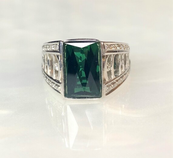 Green Tourmaline Ring, Green Tourmaline Engagemen… - image 3