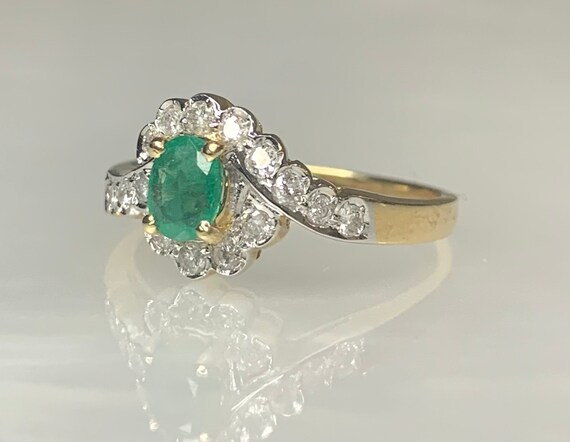 Emerald Bypass Ring, Dainty Emerald Ring, Emerald… - image 2