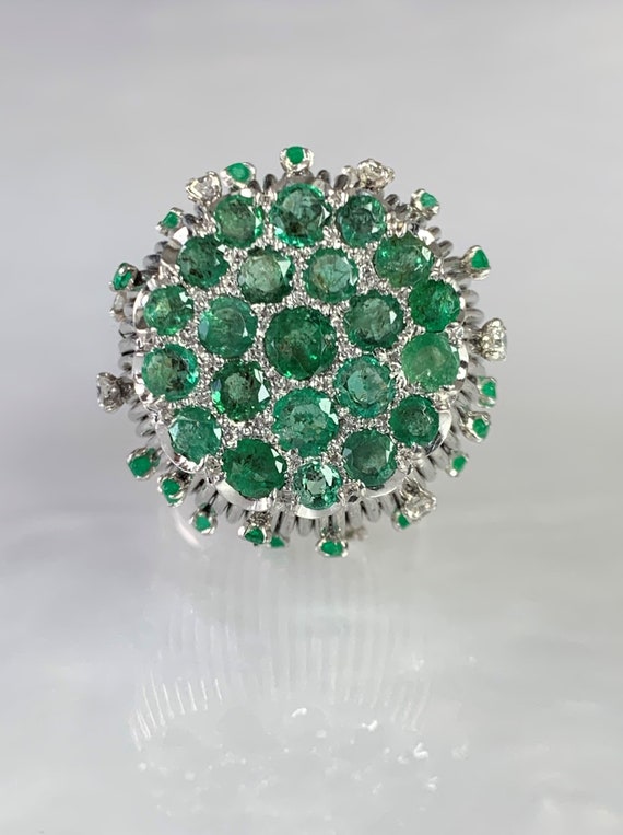 Vintage Emerald Diamond Ring: 14k Two Tone Gold, … - image 3