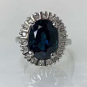 Anillo de compromiso de zafiro, Anillo de zafiro de la princesa Diana, Anillos de zafiro para mujeres, Anillo de diamantes de zafiro vintage, Anillo de zafiro ovalado