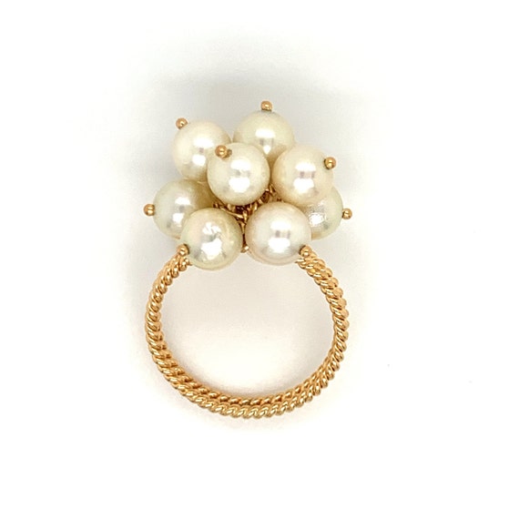 Pearl Gold Ring, Pearl Cocktail Ring, Pearl Clust… - image 10