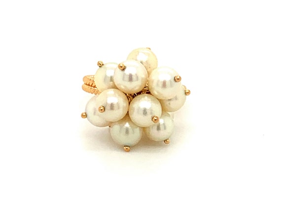 Pearl Gold Ring, Pearl Cocktail Ring, Pearl Clust… - image 7