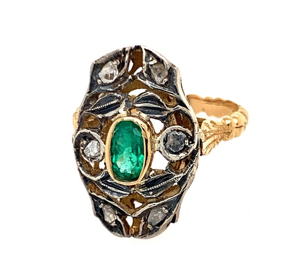 Emerald Filigree Ring, Emerald Ring, Emerald Gold