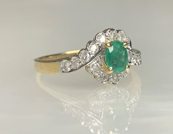 Emerald Bypass Ring, Dainty Emerald Ring, Emerald… - image 3