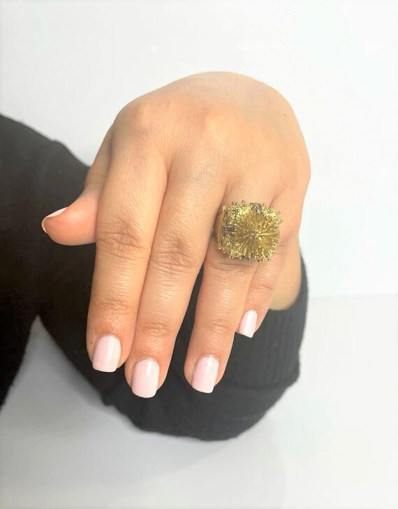 Vintage 18k Yellow Gold Diamond Ring: OOAK Statem… - image 9