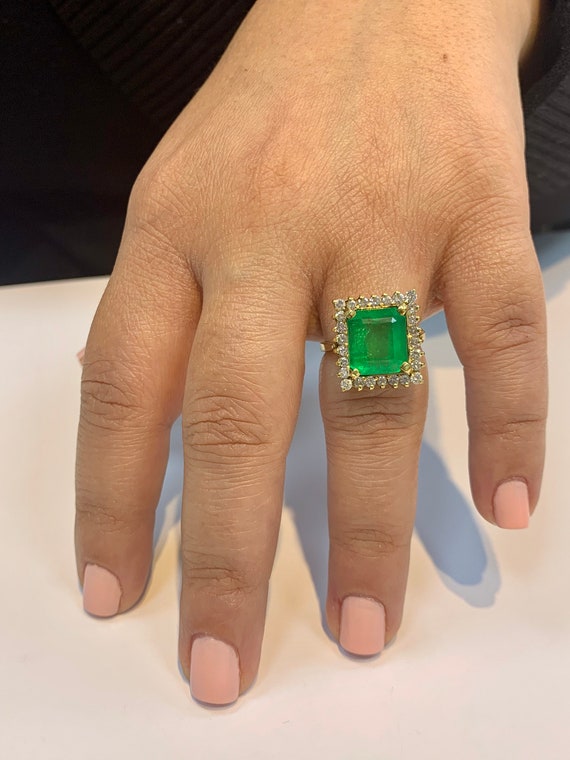 Vintage Emerald Ring, Emerald Cut Emerald Ring, V… - image 6