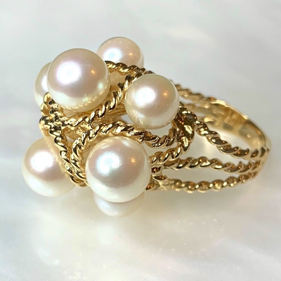 Pearl Ring, Vintage Pearl Ring, Pearl Gold Ring, … - image 1