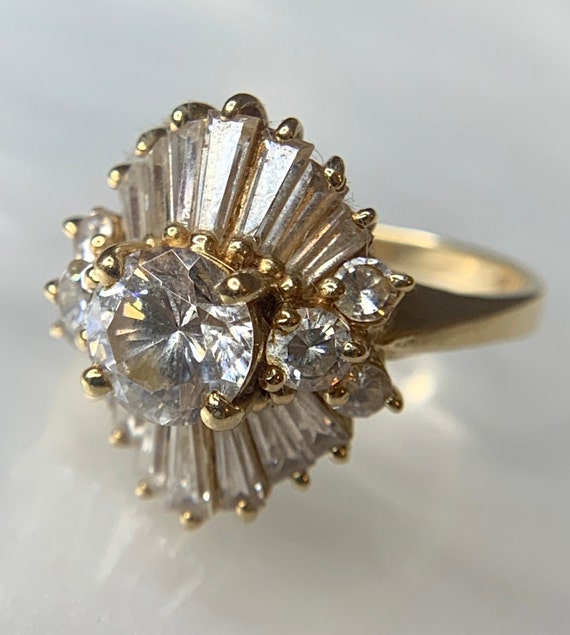 Cubic Zirconia Engagement Ring, CZ Vintage Engage… - image 1