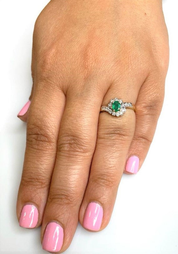 Emerald Bypass Ring, Dainty Emerald Ring, Emerald… - image 6