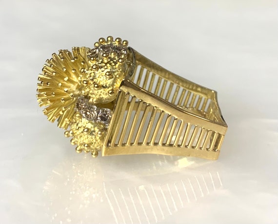 Vintage 18k Yellow Gold Diamond Ring: OOAK Statem… - image 3