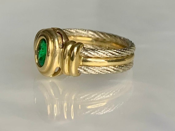 Bezel Emerald Ring, Vintage Emerald Ring, Emerald… - image 2