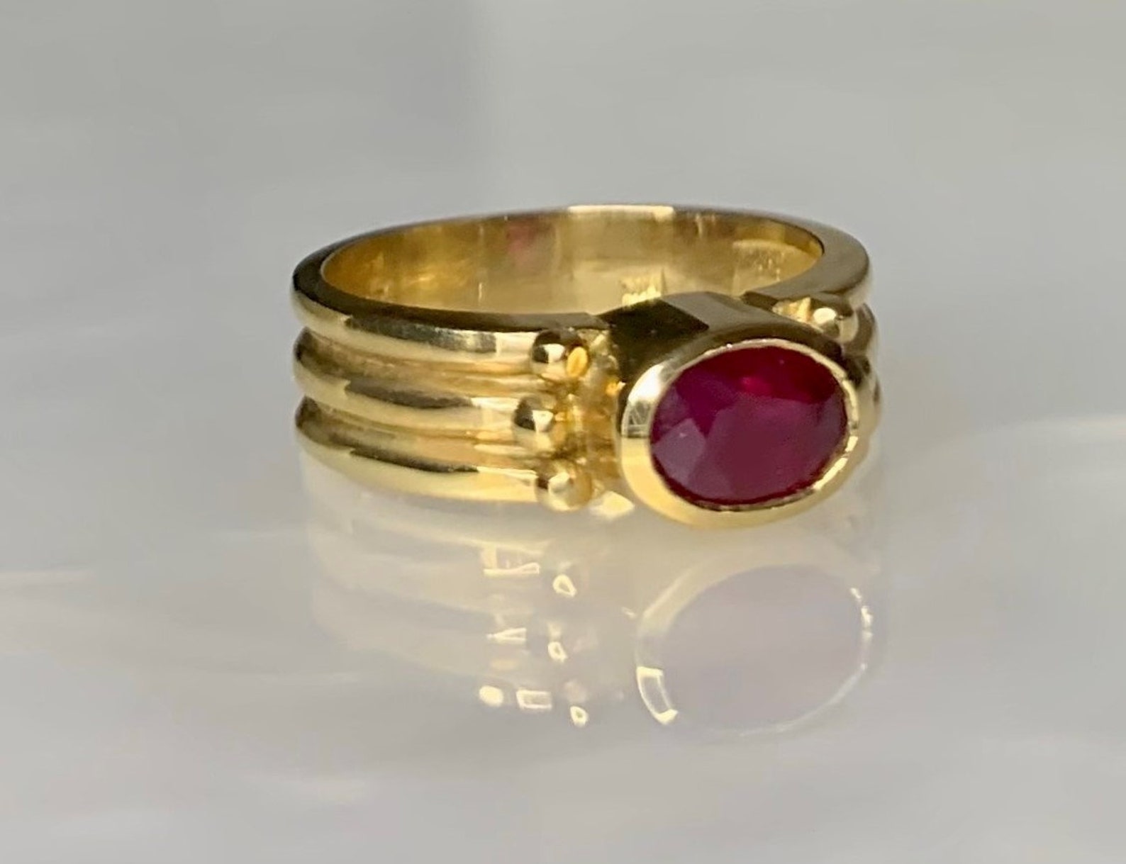 Vintage Oval Ruby Ring: 14k Yellow Gold East West Setting - Etsy