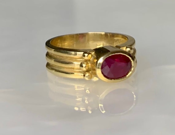 Vintage Ruby Ring, East West Oval Ring, Oval Ruby… - image 2