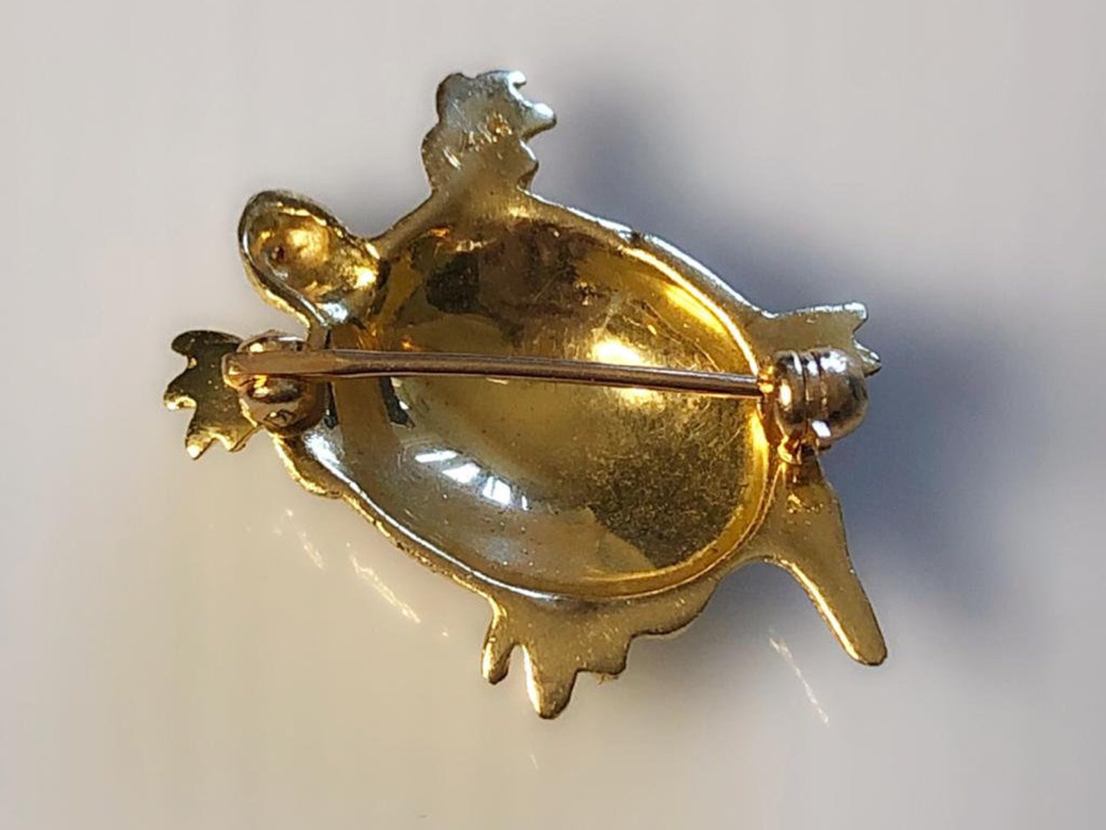 Turtle Brooch Pin, Vintage Turtle Pin, 14k Solid Gold Pin, Solid Gold