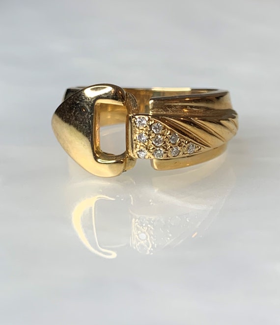 Belt Buckle Ring, Gold Buckle Ring, Gold Rings fo… - image 1