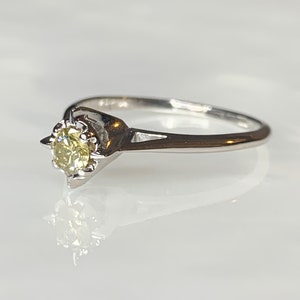 Champagne Diamond Solitaire Ring: 0.24 Carat, 14k White Gold