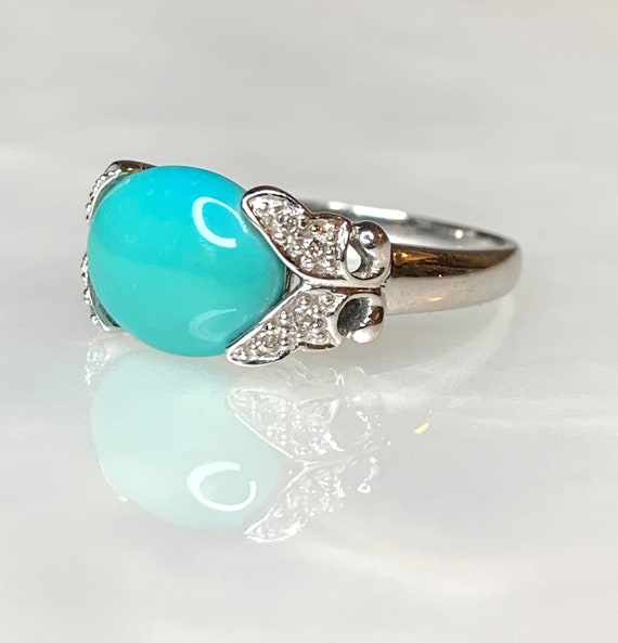 Turquoise Ring, Turquoise Butterfly Ring, Turquoi… - image 1