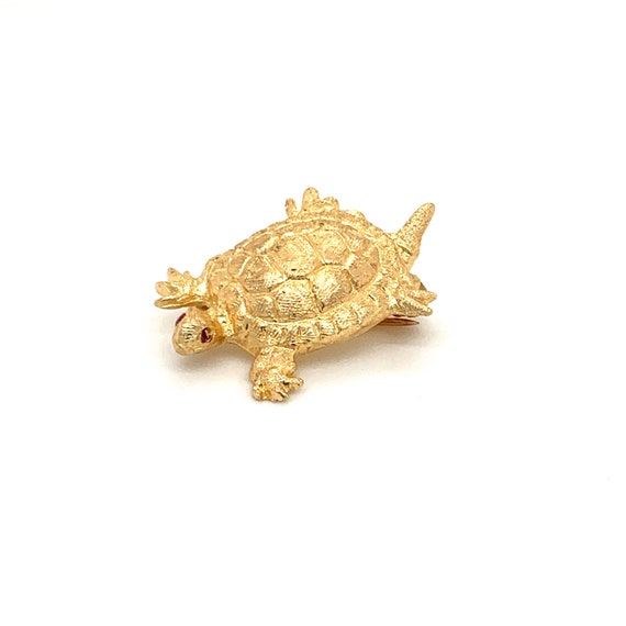 Turtle Brooch Pin, Vintage Turtle Pin, 14k Solid … - image 2