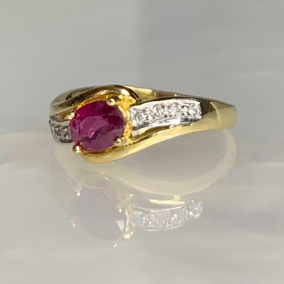 Oval Ruby Ring, Ruby Ring for Women, East West Rub