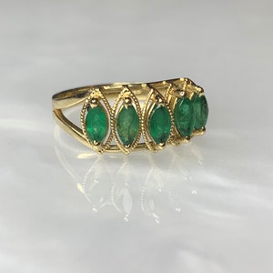 Emerald Ring, Emerald Eternity Band, Marquise Emerald Ring, Emerald Ring For Women, Emerald Eternity Band, Half Eternity Band, Gift for Wife imagem 2