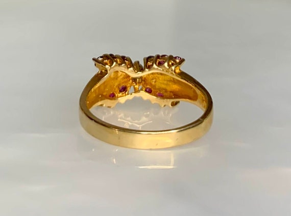 Vintage Ruby Diamond Crossover Ring - 90s Criss C… - image 4