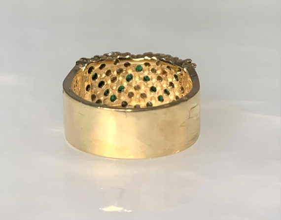 Vintage Emerald Diamond Ring: 14k Gold Zig Zag Le… - image 7