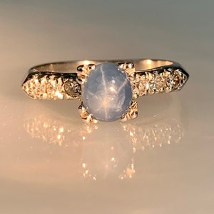 Star Sapphire Ring, Star Sapphire Ring for Women, Galaxy Ring, Celestial Ring, Vintage Star Sapphire Ring, Blue Star Sapphire, OOAK Ring