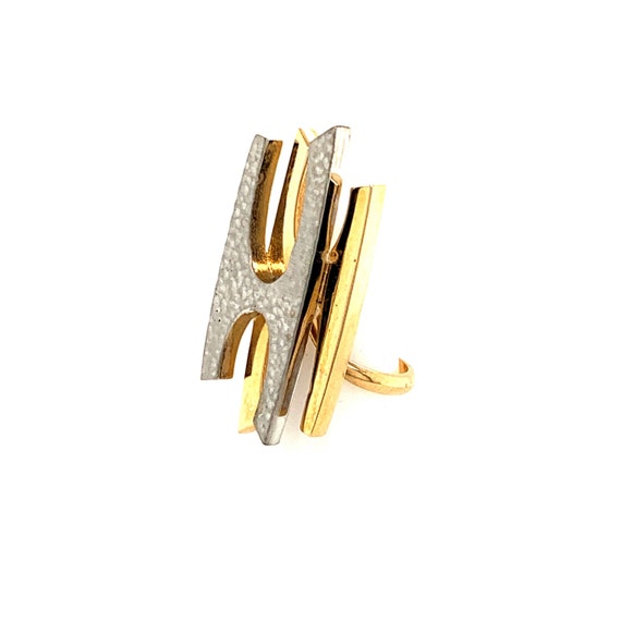 Gold Ring for Women, Gold Structural Ring, Letter… - image 2