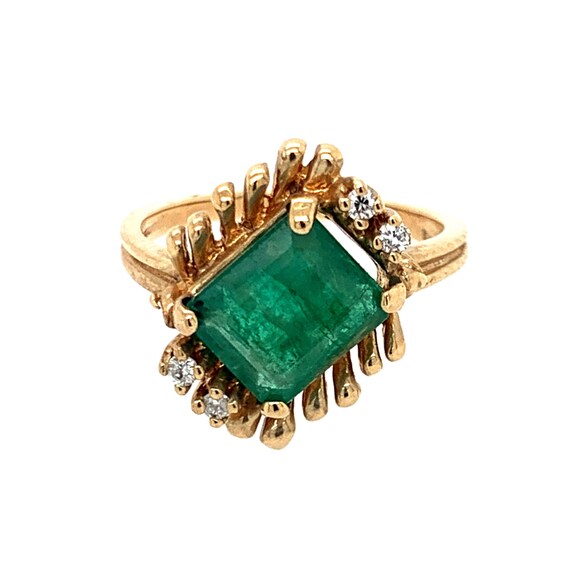 Emerald cut emerald ring| Emerald diamond ring| Vi