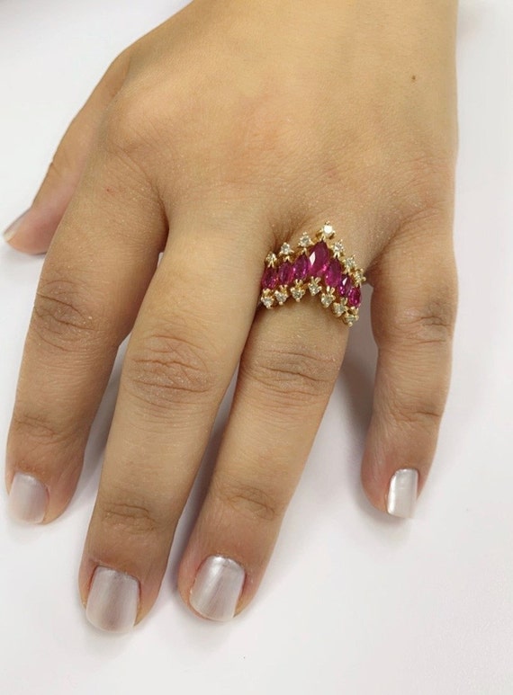 Vintage Ruby Ring, Ruby Ring, Half Eternity Ring … - image 8