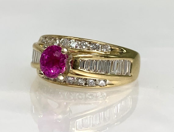 Vintage 14k Gold Ruby Diamond Ring: US 6 1/4 - image 2