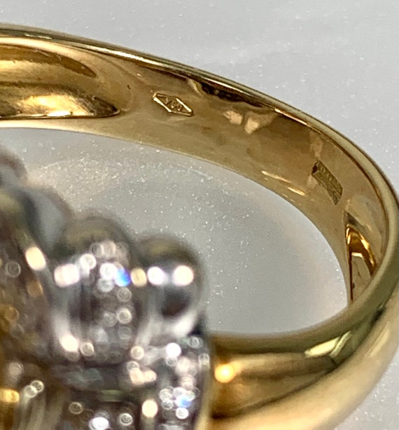 Vintage Oval Ruby Flower Ring: Diamond 18k Gold E… - image 5