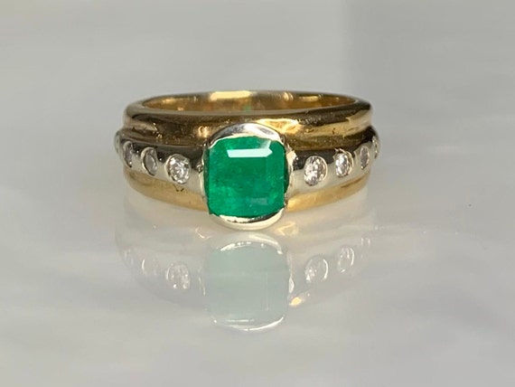 Colombian Emerald Ring, Vintage Emerald Engagemen… - image 3