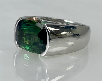 Green Tourmaline Ring, Gemstone Cocktail Ring, Abstract Ring, Oval Gemstone Ring, East West Ring, Gemstone Statement Ring, Colored Gem Ring
